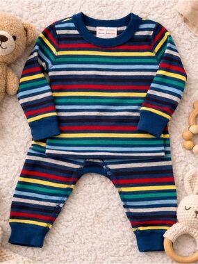 Hanna Andersson Baby Pajamas Set 3-6M Organic Cotton Striped rainbow colors